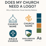 Does My Church Need a Logo? Modern church logo concepts displayed on a clean, professional branding board.